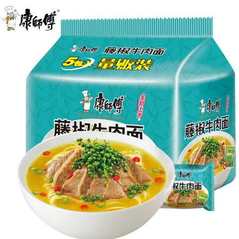 KSF Instant Noodles -  Artificial Beef With Chilli Flav康师傅经典5入-藤椒牛肉