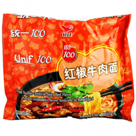 UNI Noodles (Bag) - Spicy Beef 统一袋装红椒牛肉面 