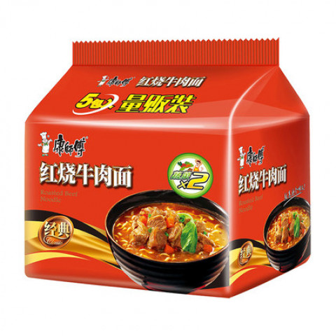 ksf instant noodle-braised beef flv康师傅经典5入-红烧牛肉