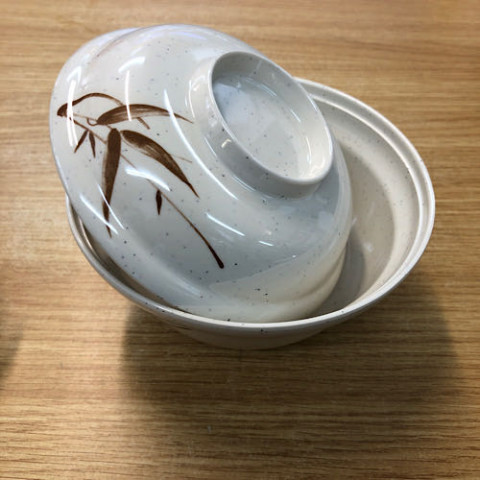 Bamboo Pattern Noodle Bowl with Lid 155*107mm竹子图案日式面碗加盖