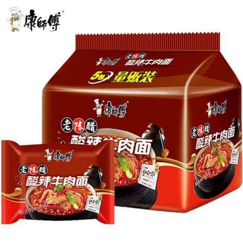KSF Instant Noodles - Hot & Sour Artificial Beef  康师傅经典5入-酸辣牛肉