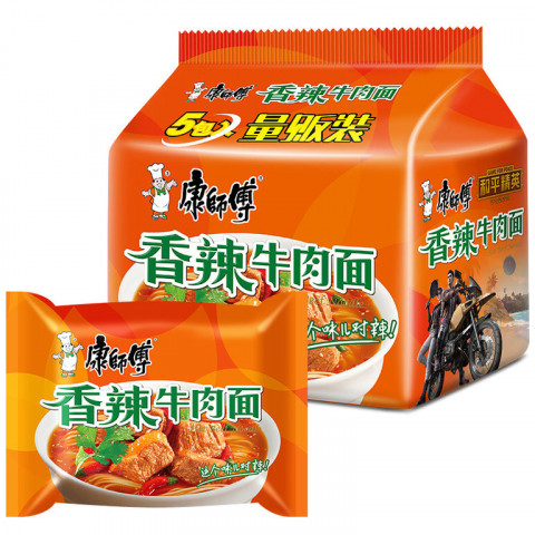 KSF Instant Noodles-Spicy Artificial Beef Flav康师傅经典5入-香辣牛肉