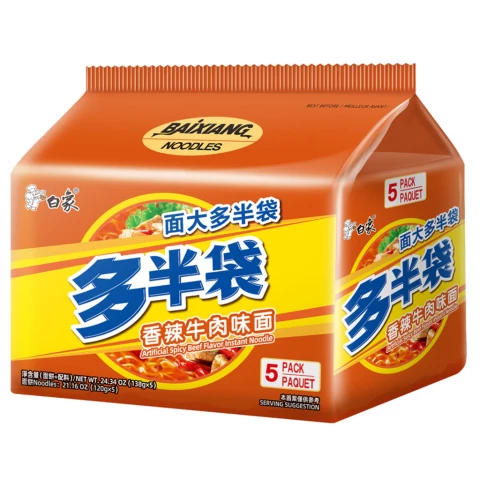 BX Noodle Spicy beef 5 packs 白象多半袋香辣牛肉味面5连包