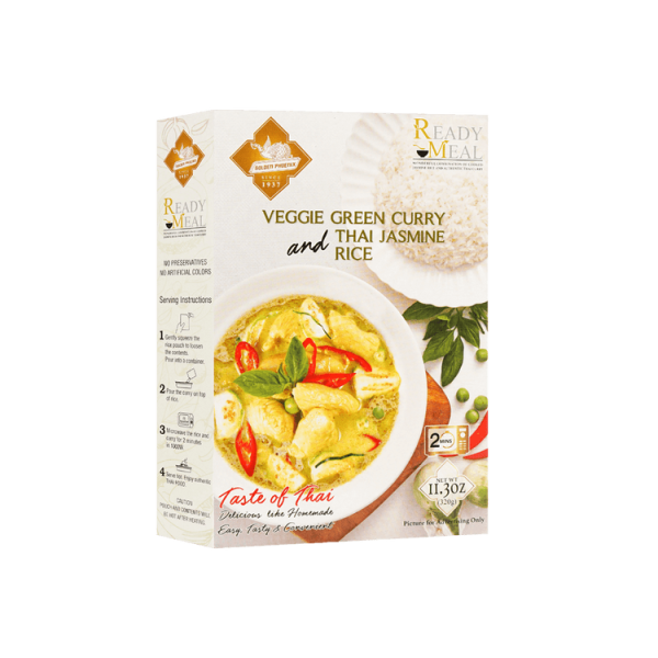 GOLDEN PHOENIX - VEGGIE GREEN CURRY WITH THAI JASMINE RICE - READY MEALGOLDEN PHOENIX 绿咖喱饭